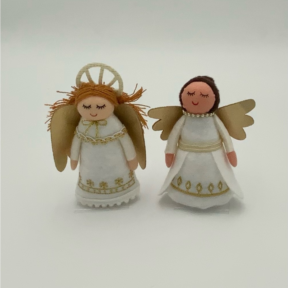 Set of Two White and Gold Angel Figurines